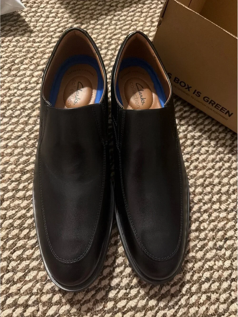 NEW IN BOX Clarks Black Whiddon Step Loafers Men’s 10.5 Wide